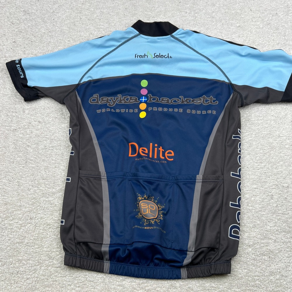 Squadra Mens Premier Cycling Jersey Large Blue Grey Full Zip Dayka Hackett 1246 - Picture 5 of 10